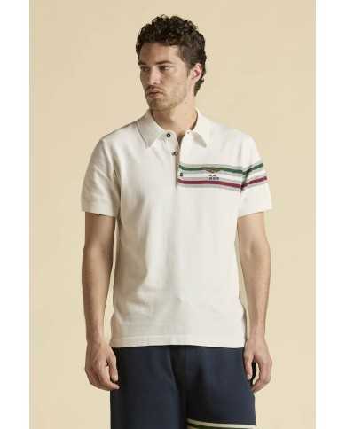 Polo en maille jacquard tricolore