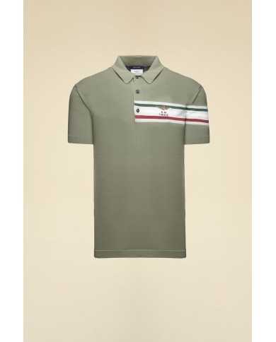 Polo en maille jacquard tricolore