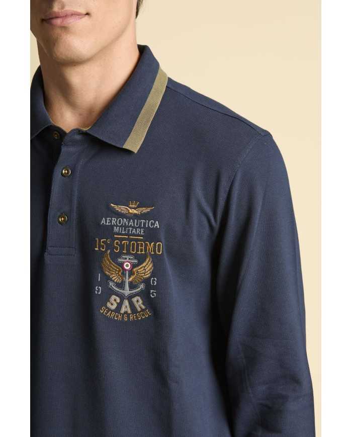 Polo brodé à manches longues