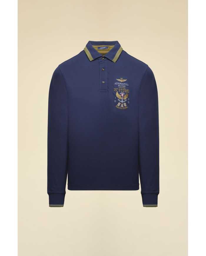 Polo brodé à manches longues