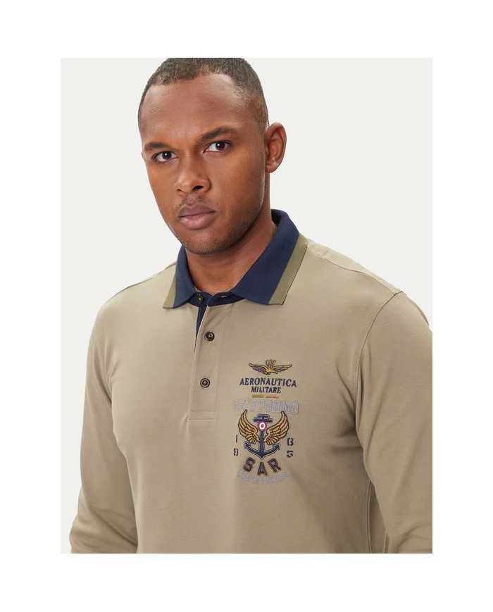 Polo brodé à manches longues