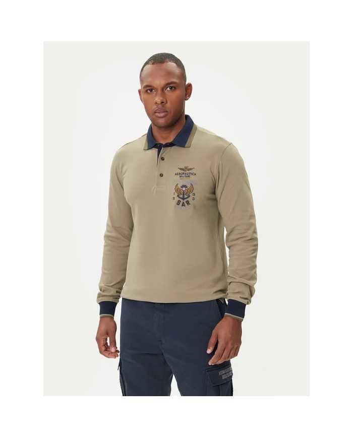 Polo brodé à manches longues