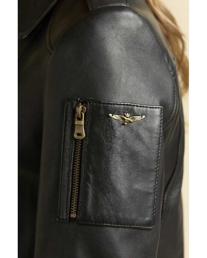 Veste en cuir avec double fermeture