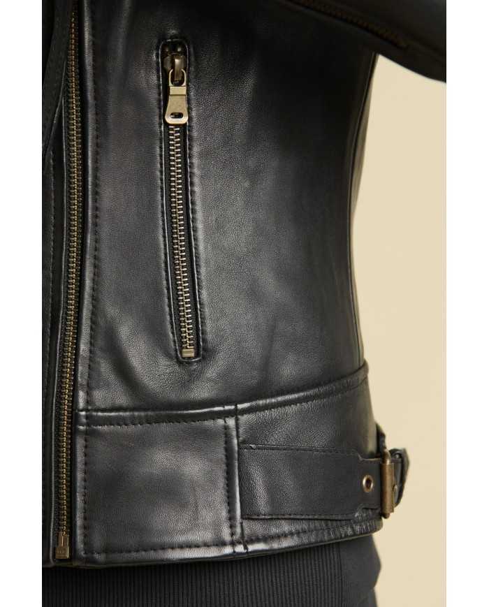 Veste en cuir avec double fermeture