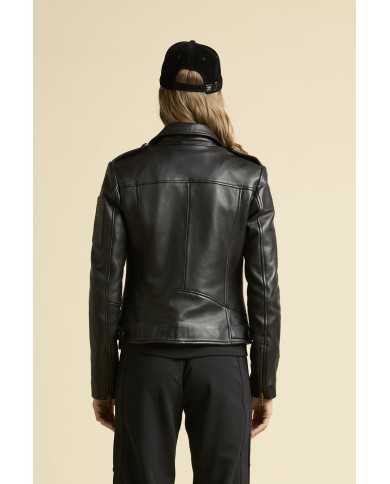 Veste en cuir avec double fermeture