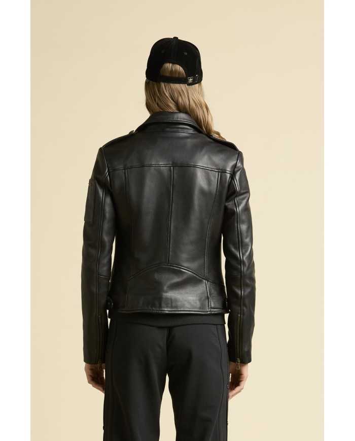 Veste en cuir avec double fermeture