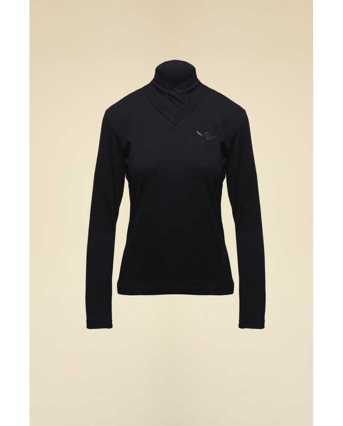T-shirt col châle et aigle AERONAUTICA MILITARE