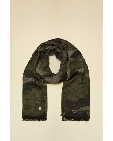 Écharpe motif camouflage laine