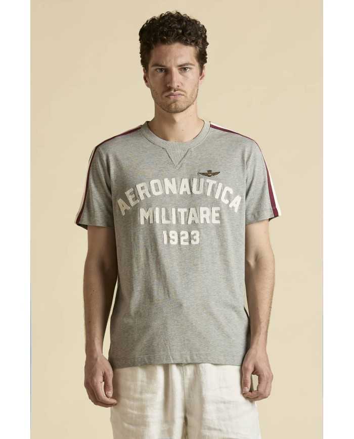 T-shirt brodée en coton flammé