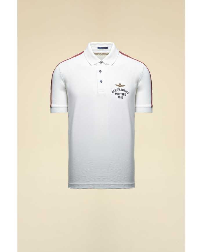 Polo en coton flammé avec tricolore