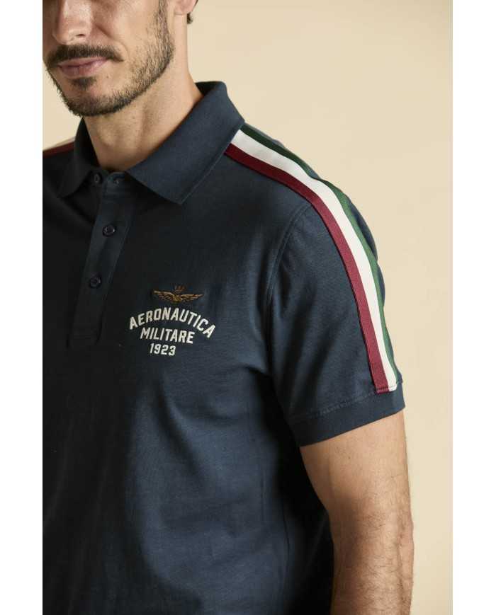 Polo en coton flammé avec tricolore