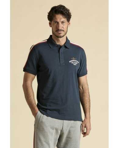 Polo en coton flammé avec tricolore