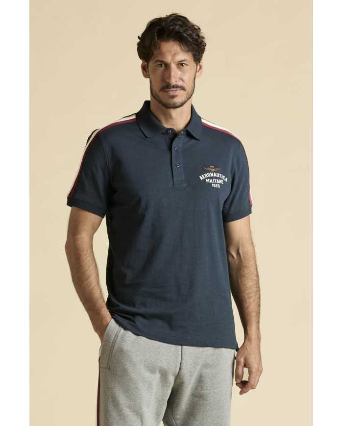 Polo en coton flammé avec tricolore