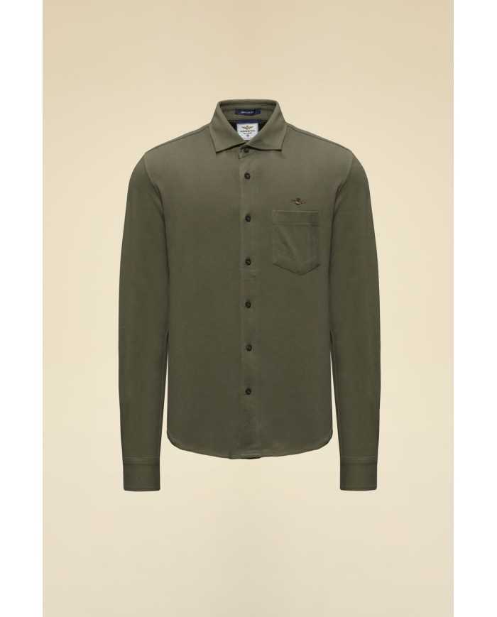 Chemise en piqué de coton avec aigle